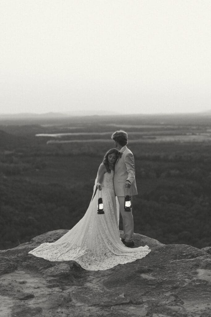 Real destination elopement moments photographed with documentary approach at St. Petit Jean State Park in Arkansas by Alanie Sayer Photography